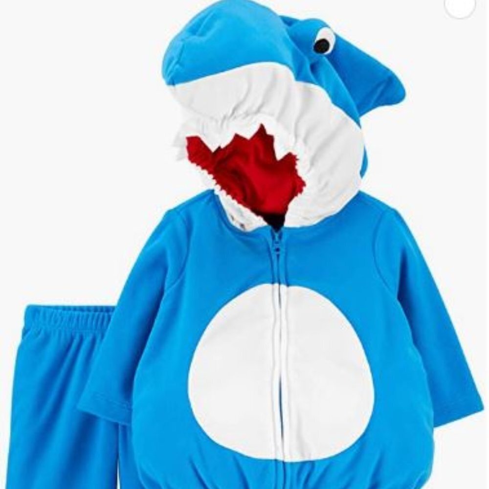 Carter's Baby Shark Halloween Costume 3-6 Months Blue Fish Infant Hooded Outfit